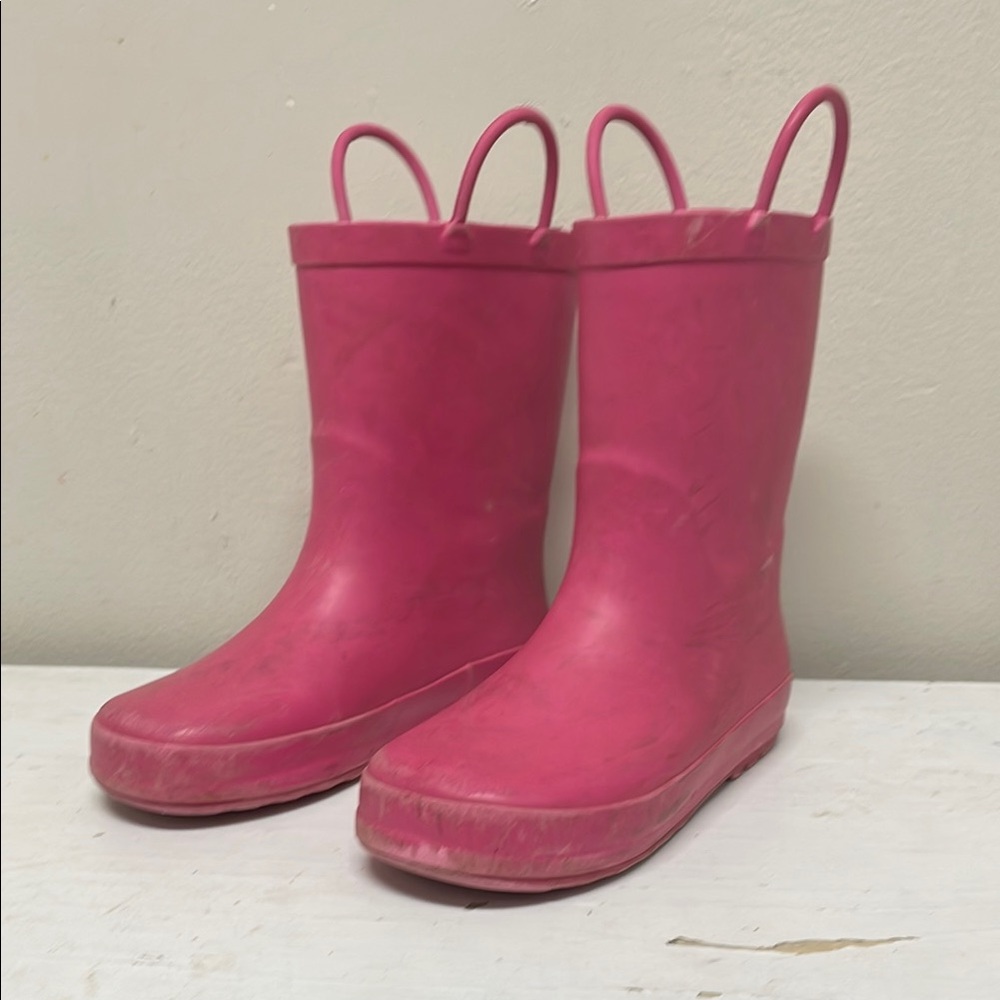 Pink Waterproof Rain & Snow Boots with Pull-On Handles